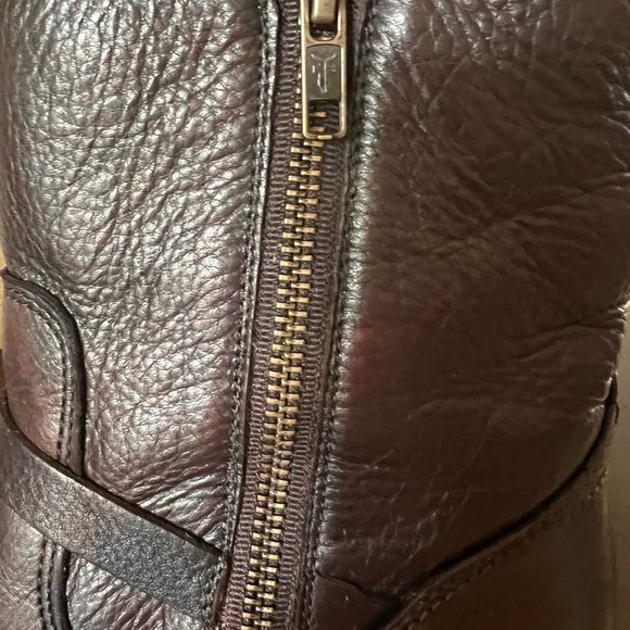 Frye Women's Lynn Strap Short Round Toe Dark Brown Leather Boots Size 8 - Picture 16 of 16